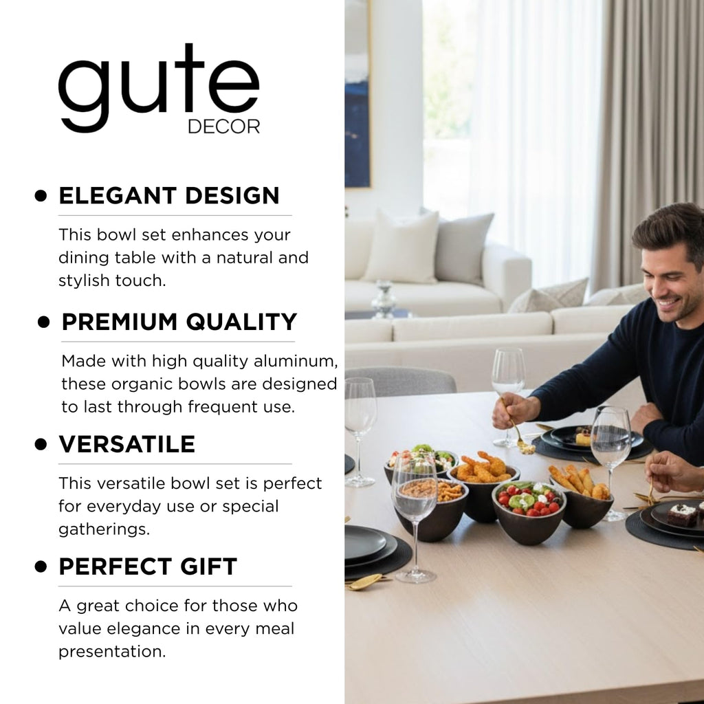 5 Bowl Organic Set – Modern Multi Section Serving Dish | Bowls for Snacks Salads Fruits Desserts