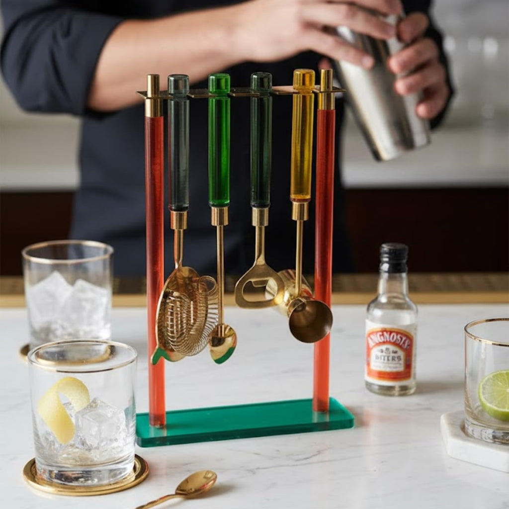5 – PC Gold Bartender Kit with Stand & Color Handles