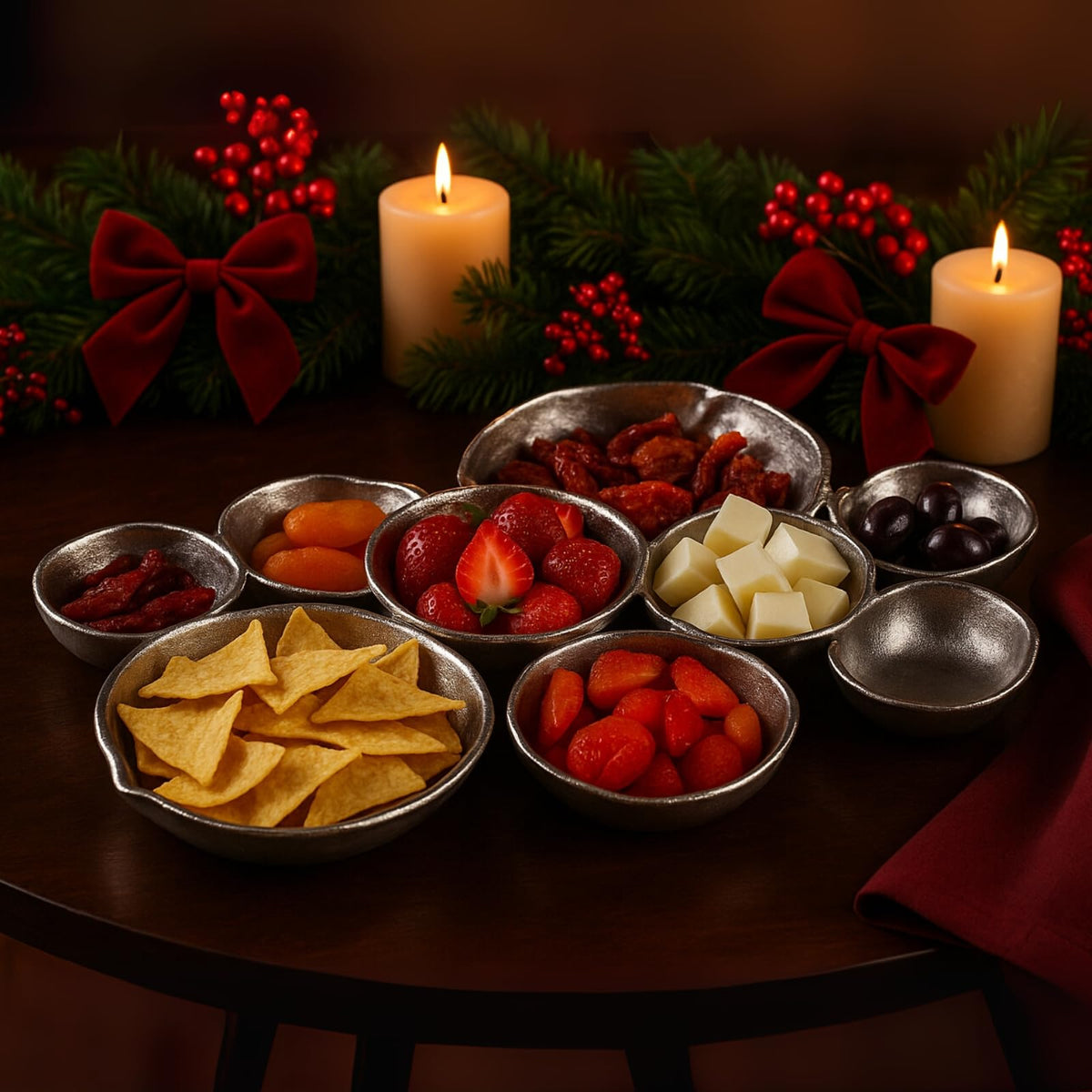 Cluster Decorative Bowls, Bright Silver Brass – Decoration, Snack Tray Bowl