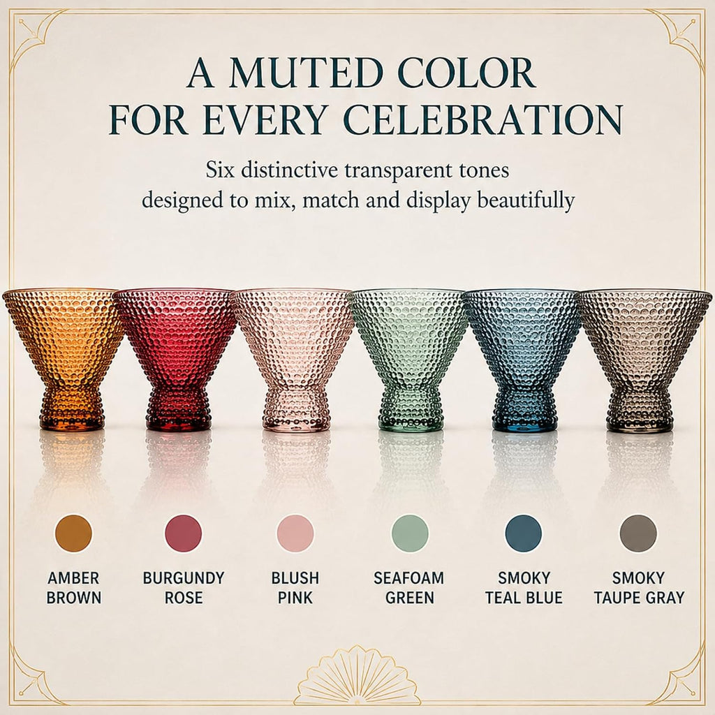 Tonal Hobnail Martini Cocktail Glassware, Set of 6