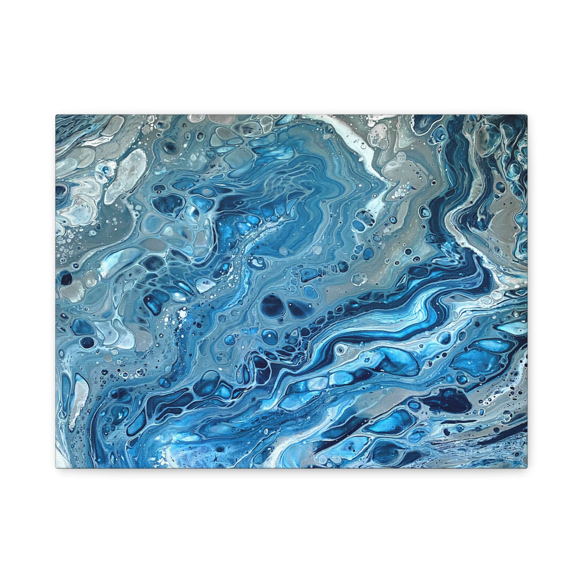 Bespattered Facade Blue Marble Stretched Matte Canvas Art Prints | Multiple Sizes