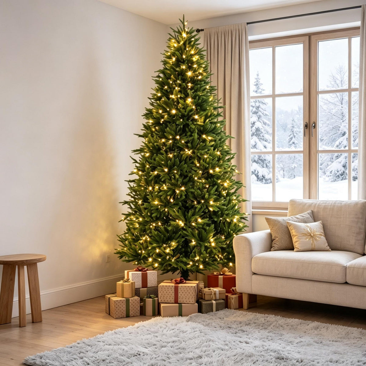 7.5 – Foot Hinged Nordmann Fir Prelit Christmas Tree