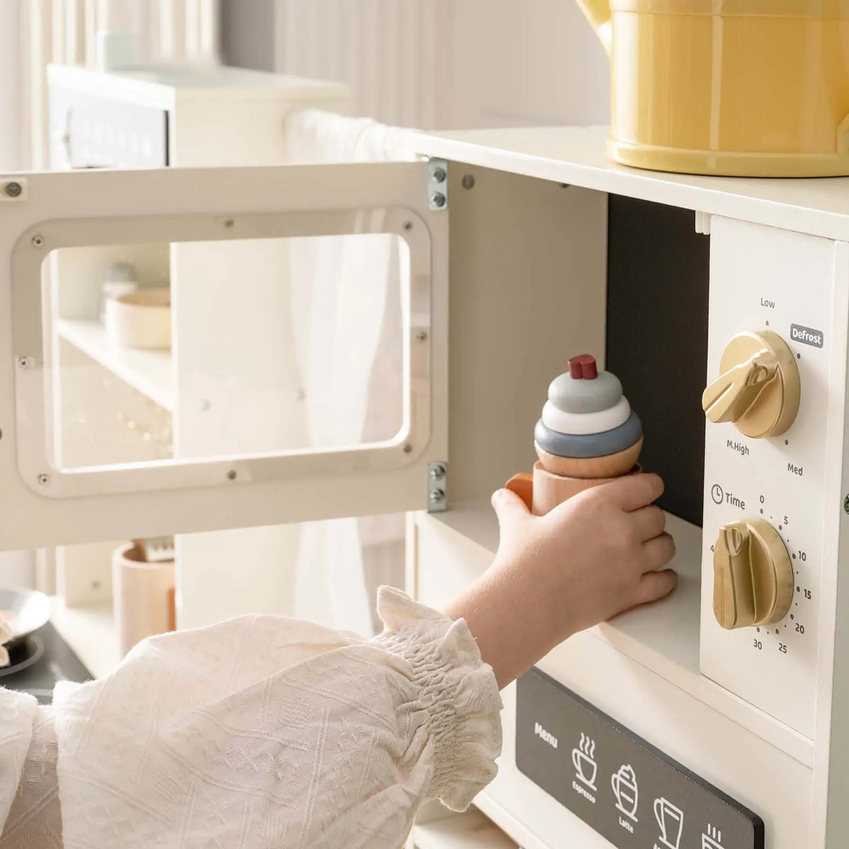 Tiny Land® Play Kitchen with Running Water – Iconic Aqua Kitchen in Cream