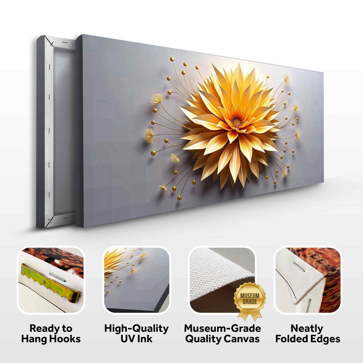 Golden Dandelion Minimalist Abstract Wall Art
