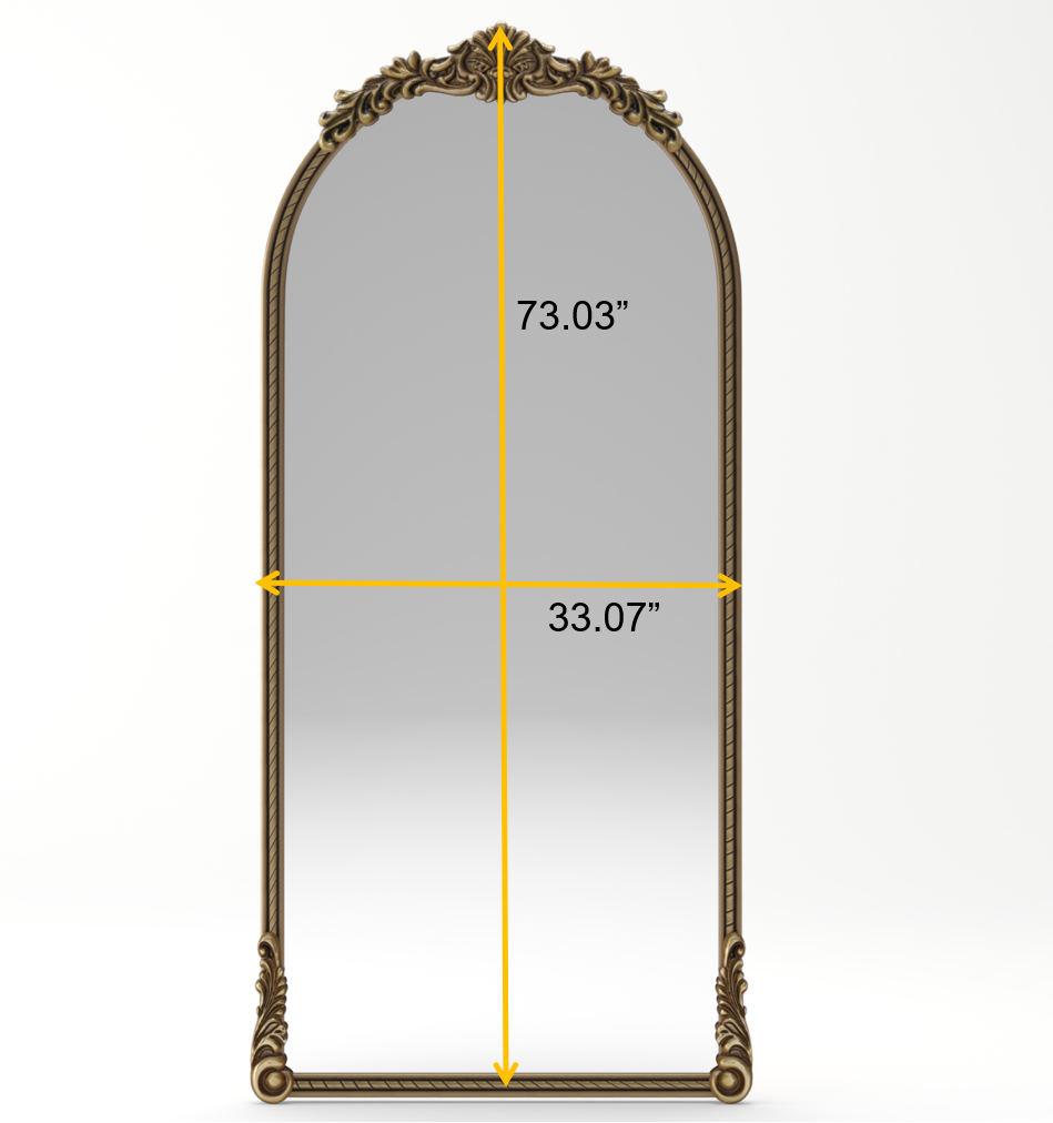 Full – Length Mirror – Ornate Wood Frame Antique Gold 33.07" x 73.03"