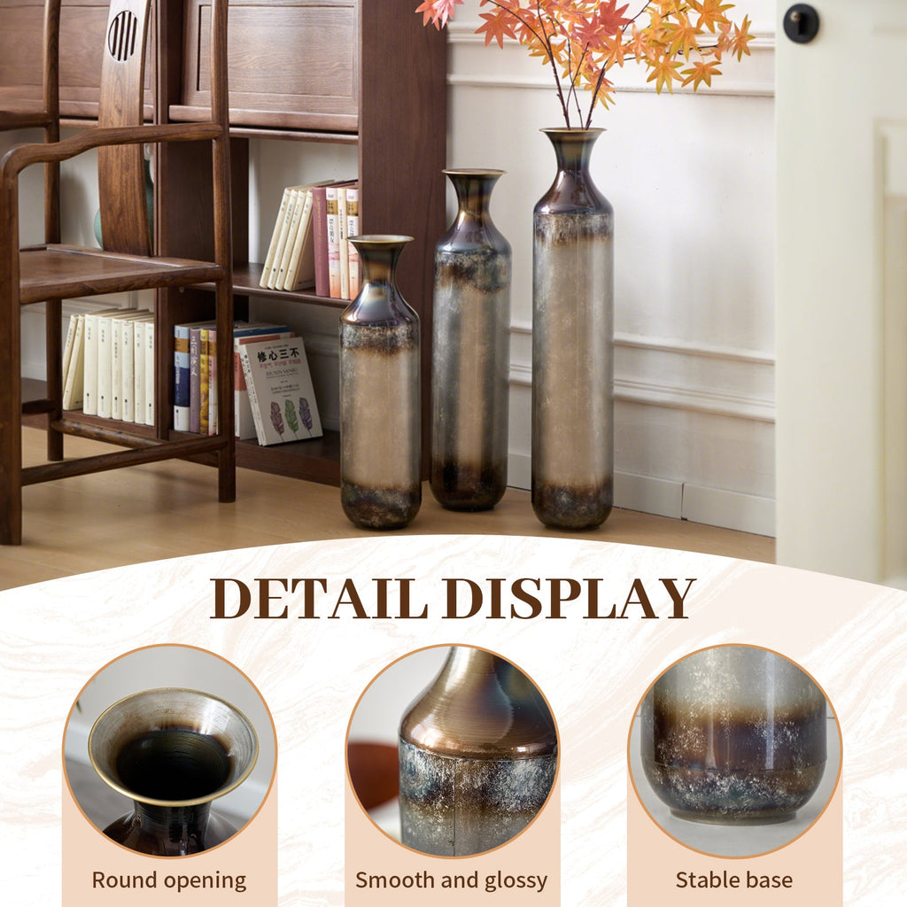 Hand – Forged Metal Vases Set of 3