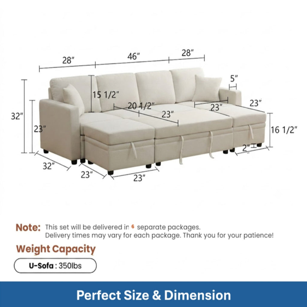 23" x 23" Off – White Square Ottoman