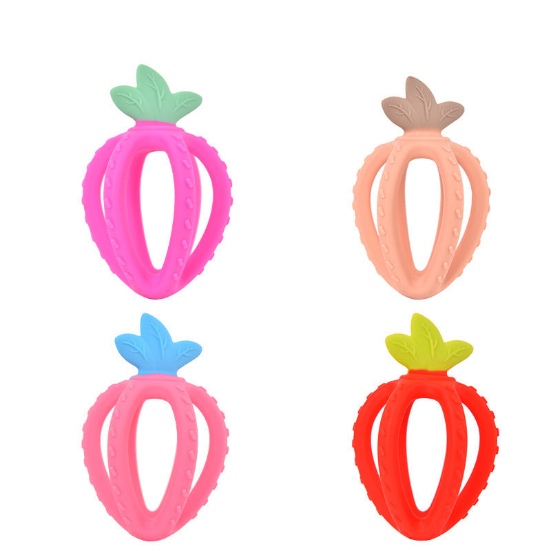 Baby Gloves Teething Rubber Silicone Baby Anti – Eating Hands Soothing Rattles Hand Ring Teething Stick Bite Toy