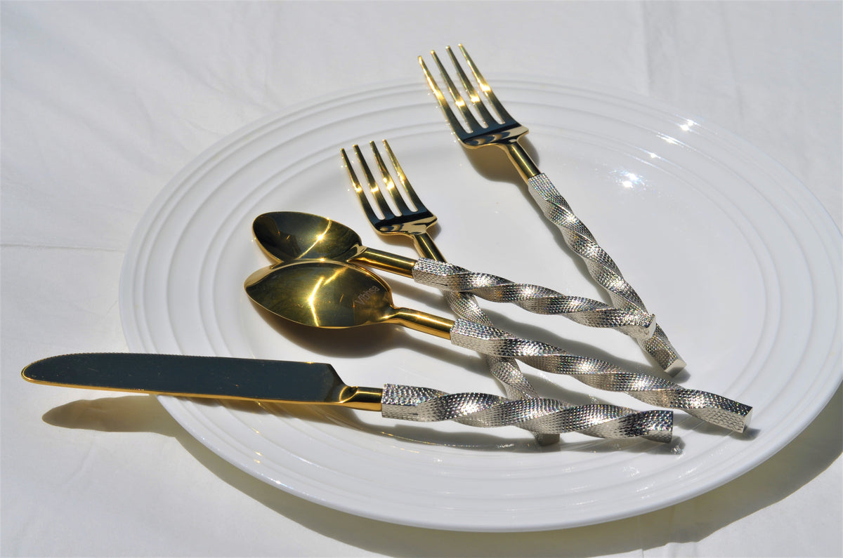 Vibhsa Gold Stainless Steel Flatware Set of 20 PC
