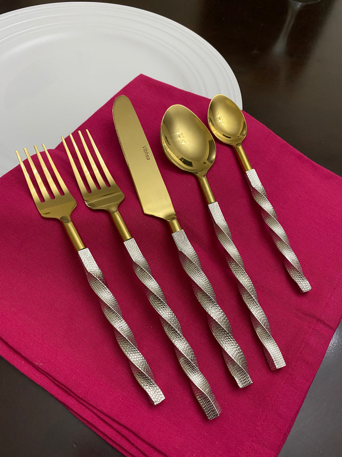 Vibhsa Gold Stainless Steel Flatware Set of 20 PC