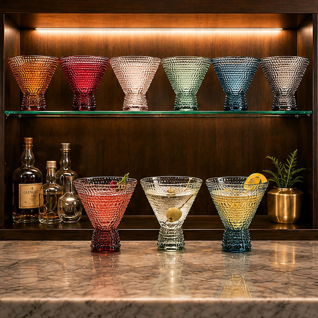 Tonal Hobnail Martini Cocktail Glassware, Set of 6