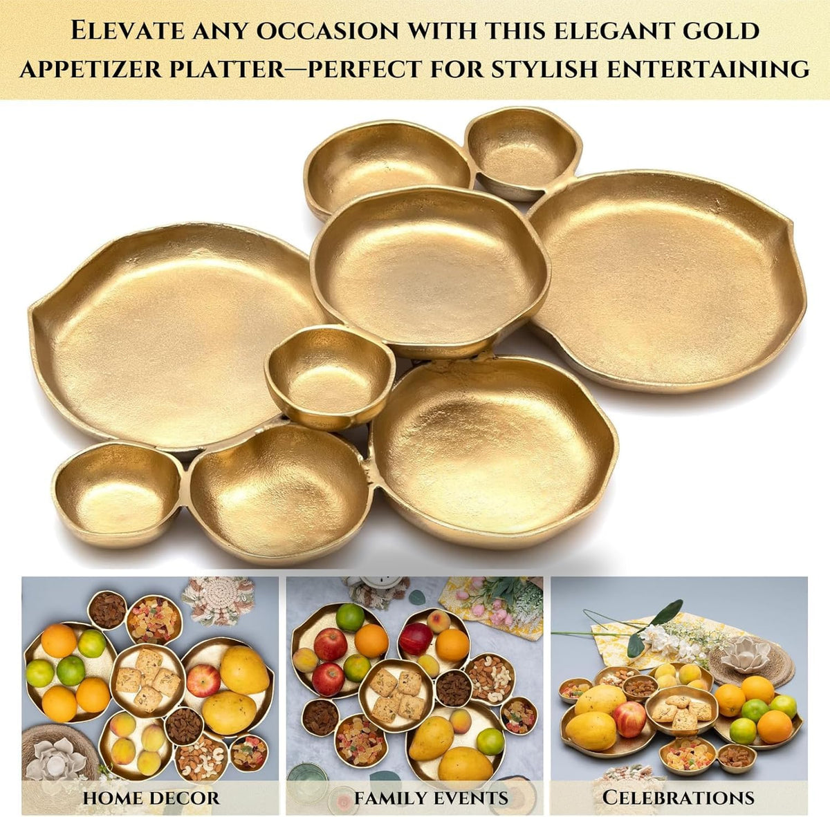 Cluster Decorative Bowls, Bright Gold Brass – Decoration, Snack Tray Bowl
