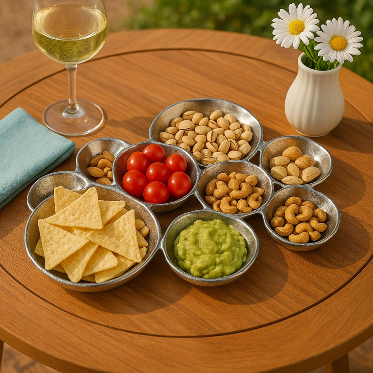 Cluster Decorative Bowls, Bright Silver Brass – Decoration, Snack Tray Bowl