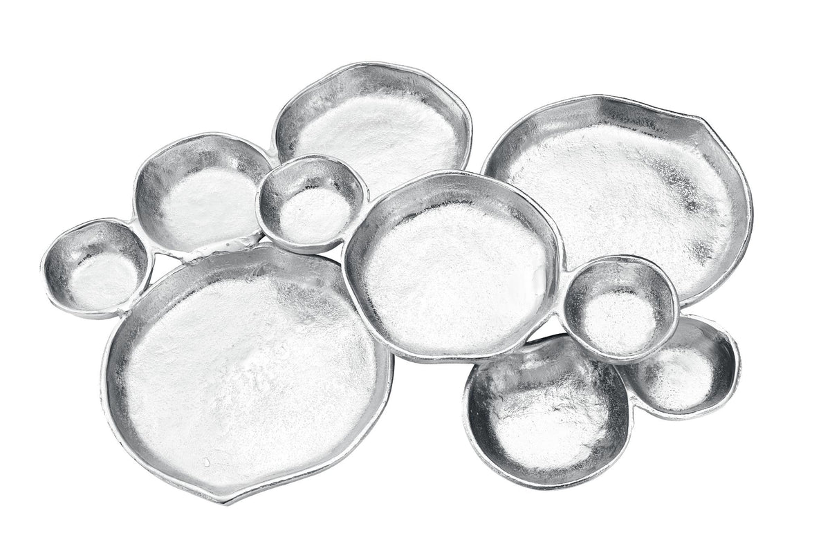 Cluster of 10 Round Serving Bowls Silver Clusters Decorative Tray
