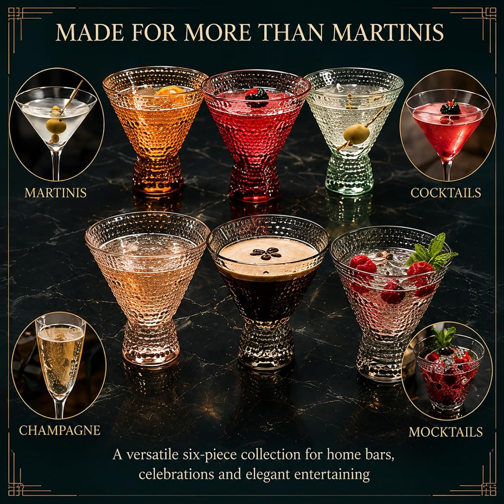 Tonal Hobnail Martini Cocktail Glassware, Set of 6