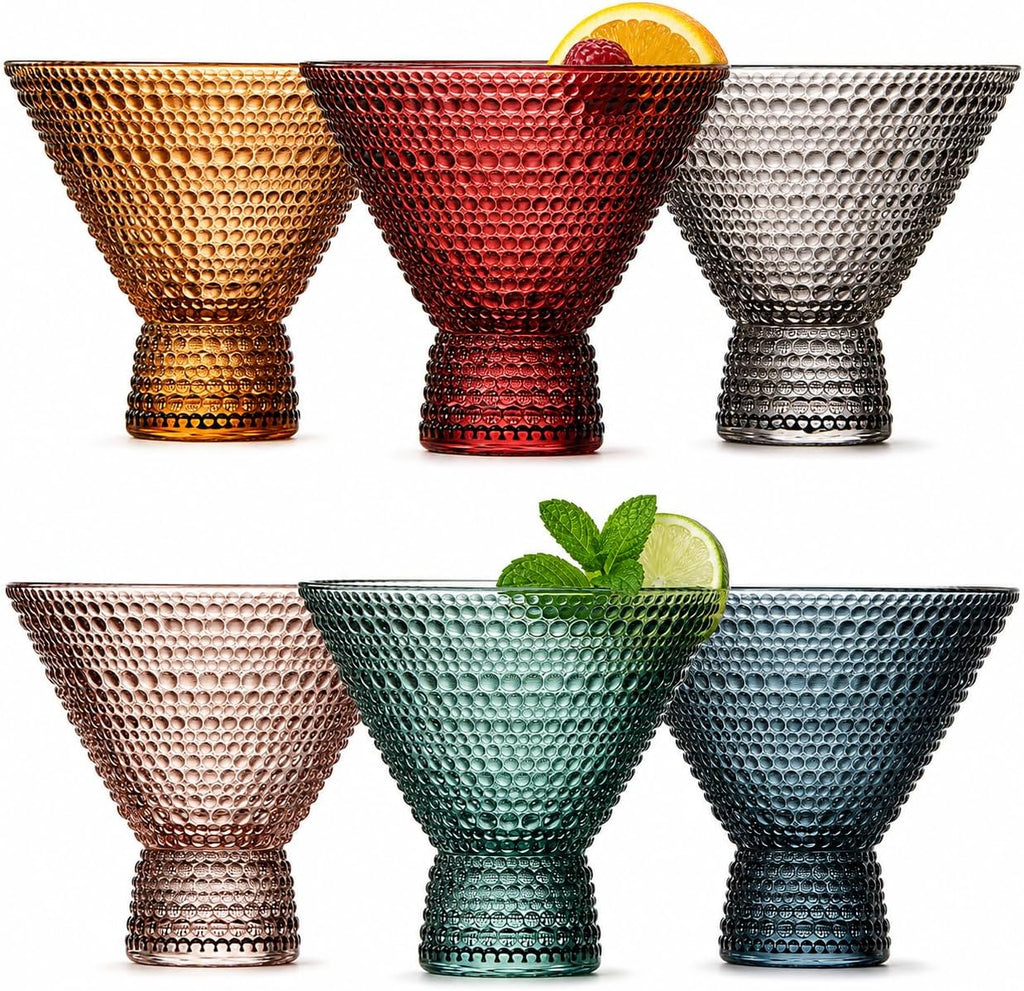 Tonal Hobnail Martini Cocktail Glassware, Set of 6