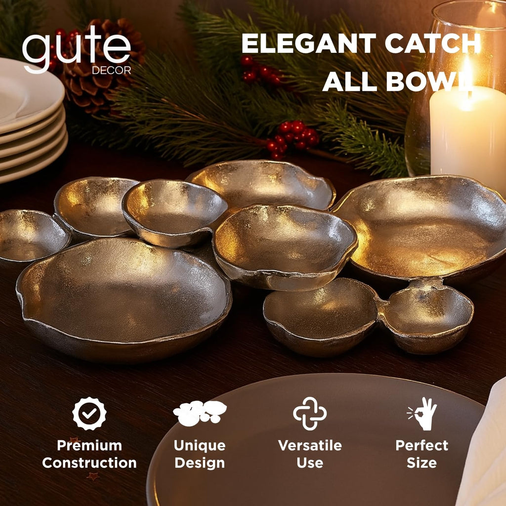 Cluster Decorative Bowls, Bright Silver Brass – Decoration, Snack Tray Bowl