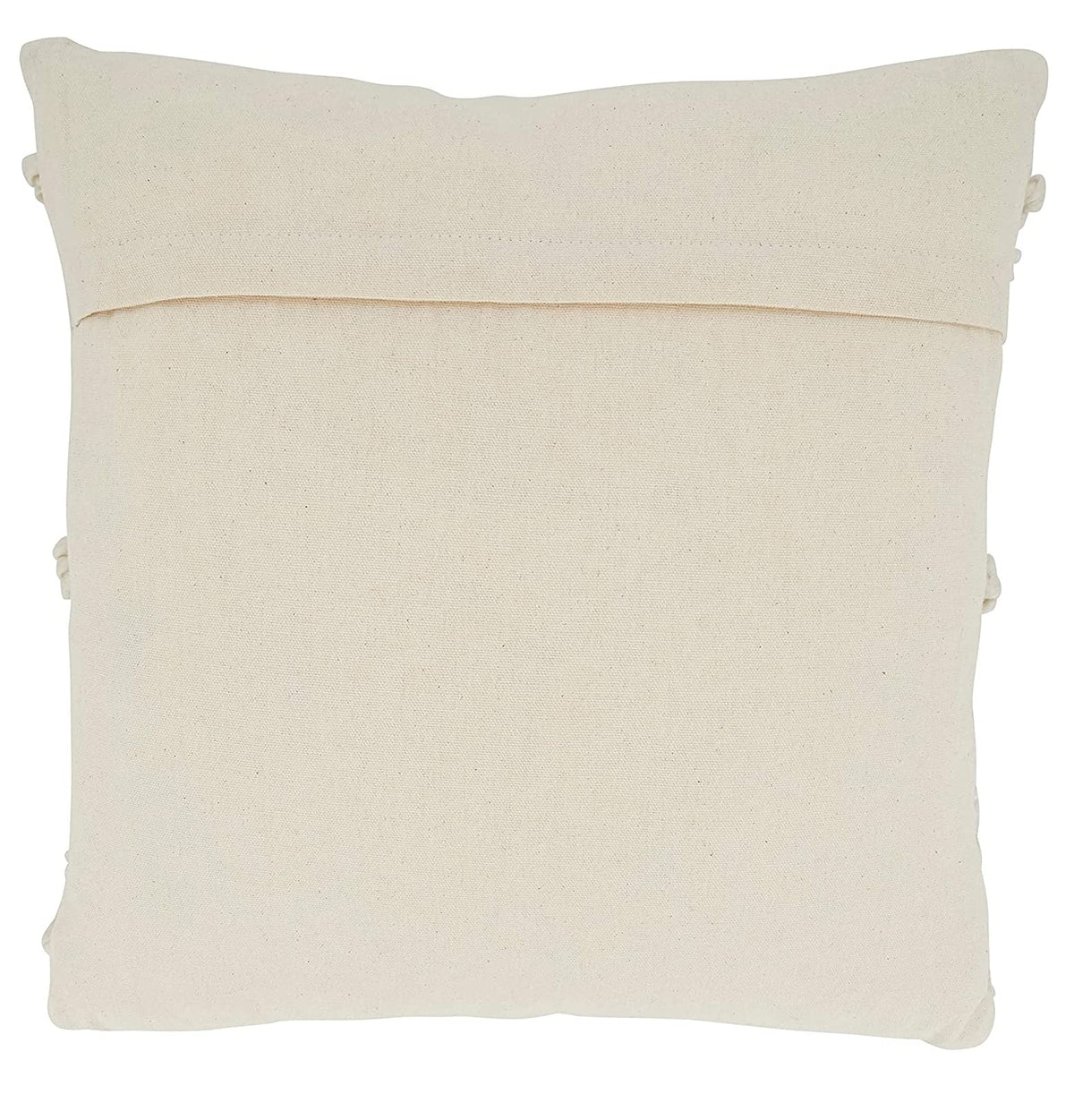Fennco Styles Pom Pom Diamond Decorative Throw Pillow Cover 18" W x 18" L – Ivory Square Cushion Case for Home, Couch, B