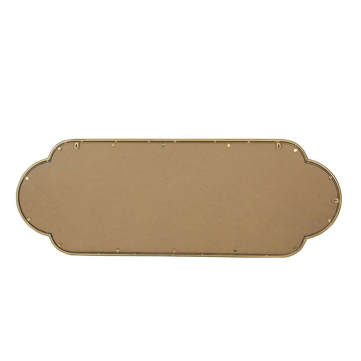 Scalloped Oval Wall Mirror, Vintage Gold Oblong Mirrors with Beaded