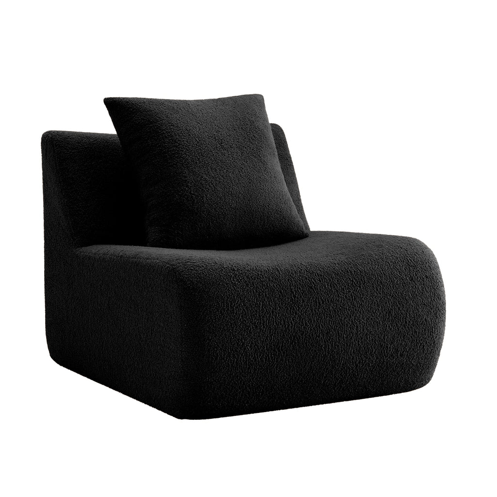Armless Sofa With Pillow – Teddy Fabric in Black