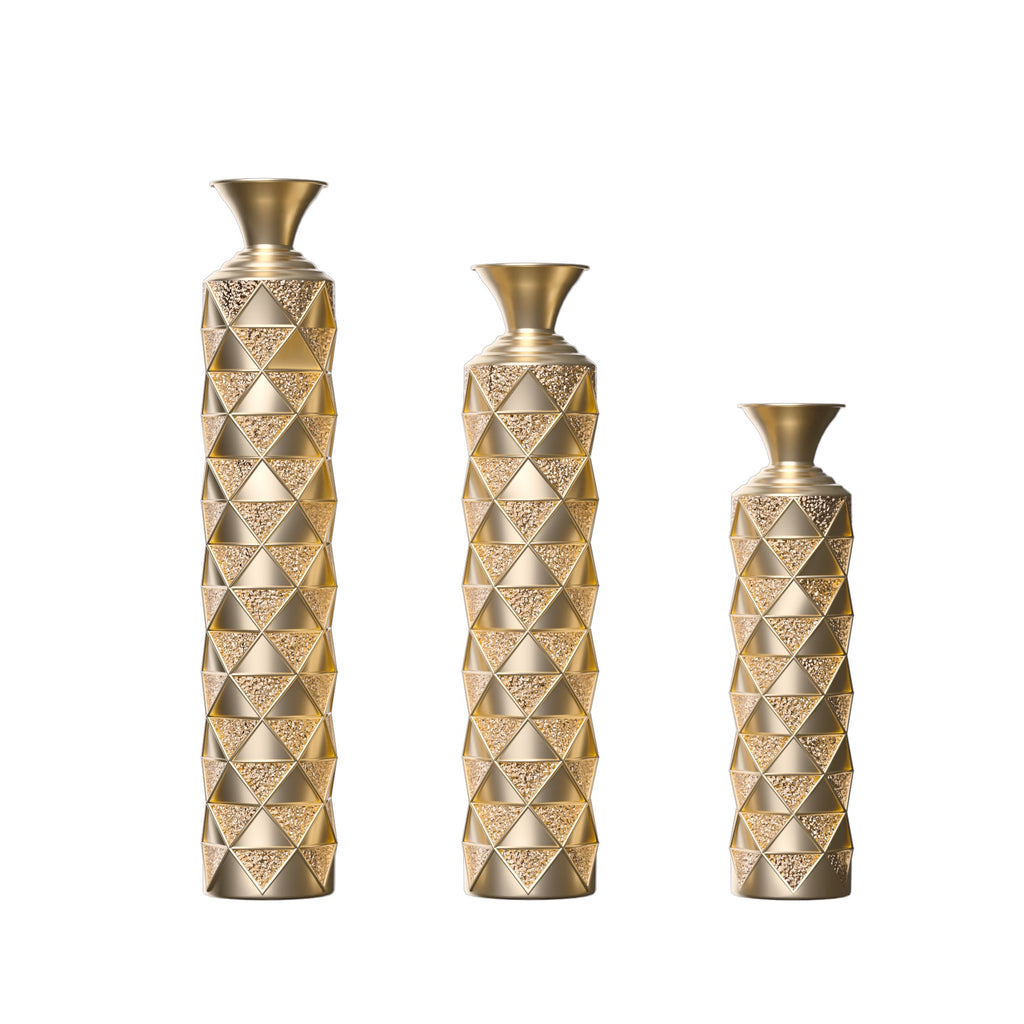 Semi – Handmade Metal Floor Vase Set of 3