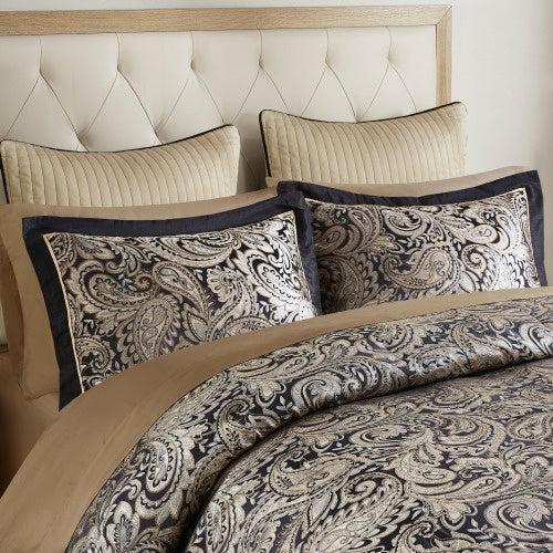 12 Piece Comforter Set With Cotton Bed Sheets Black Queen