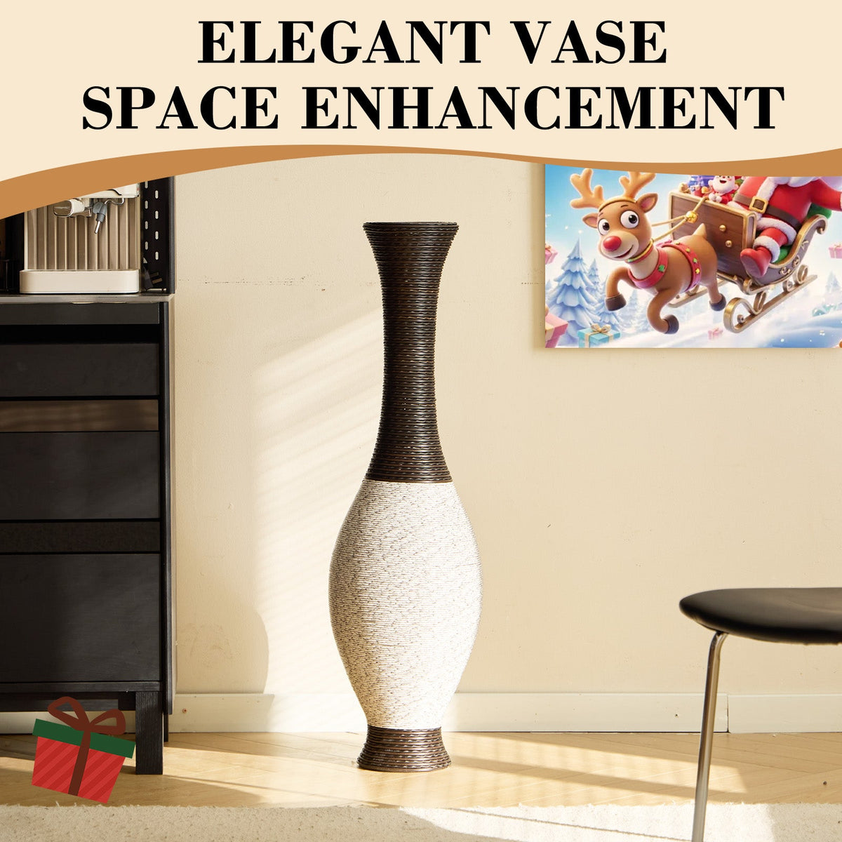 Hand – Woven PVC Rattan Look Floor Vase