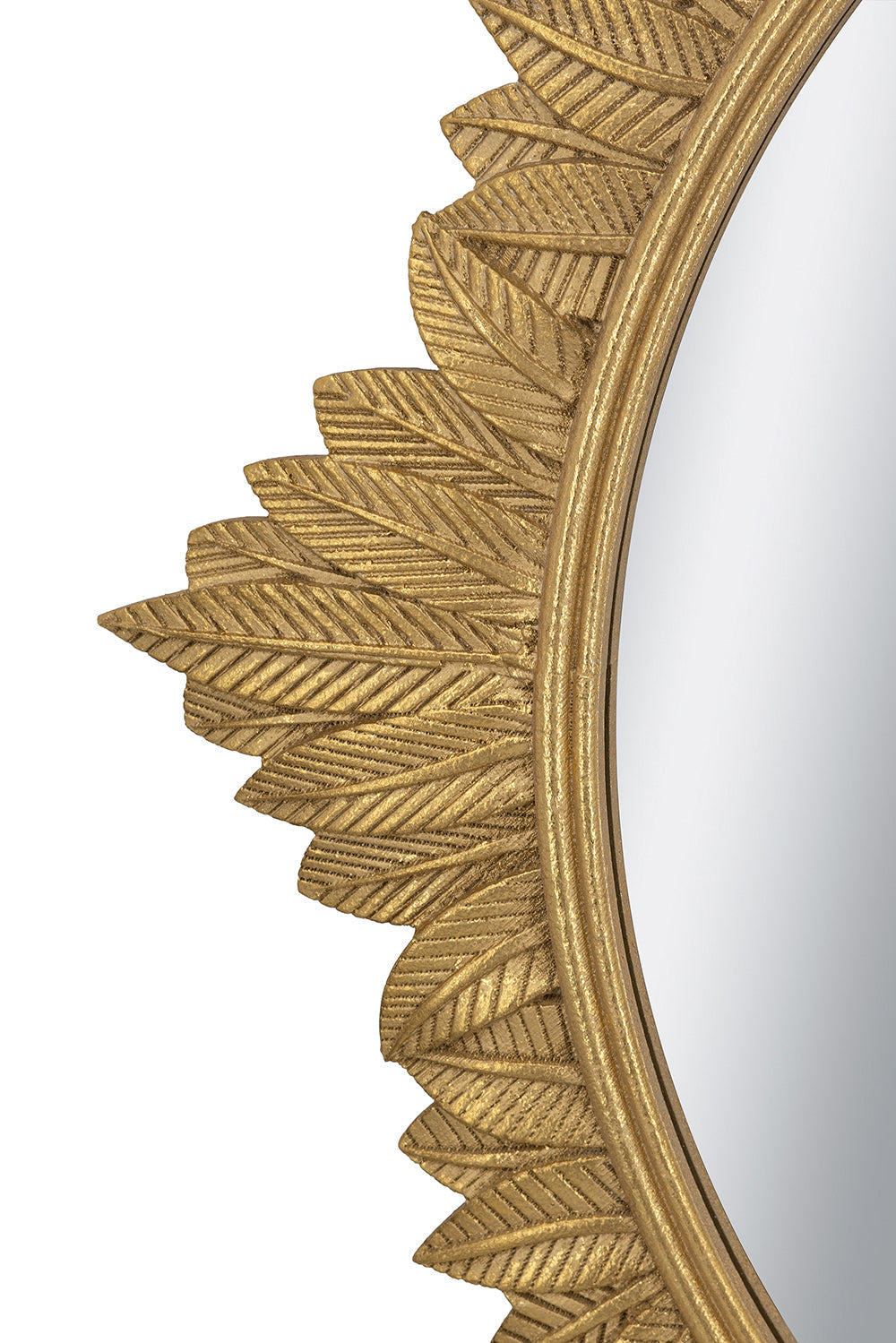 Ornate Rococo – Style Round Wall Mirror, Gold, 35.5 × 31.5 in