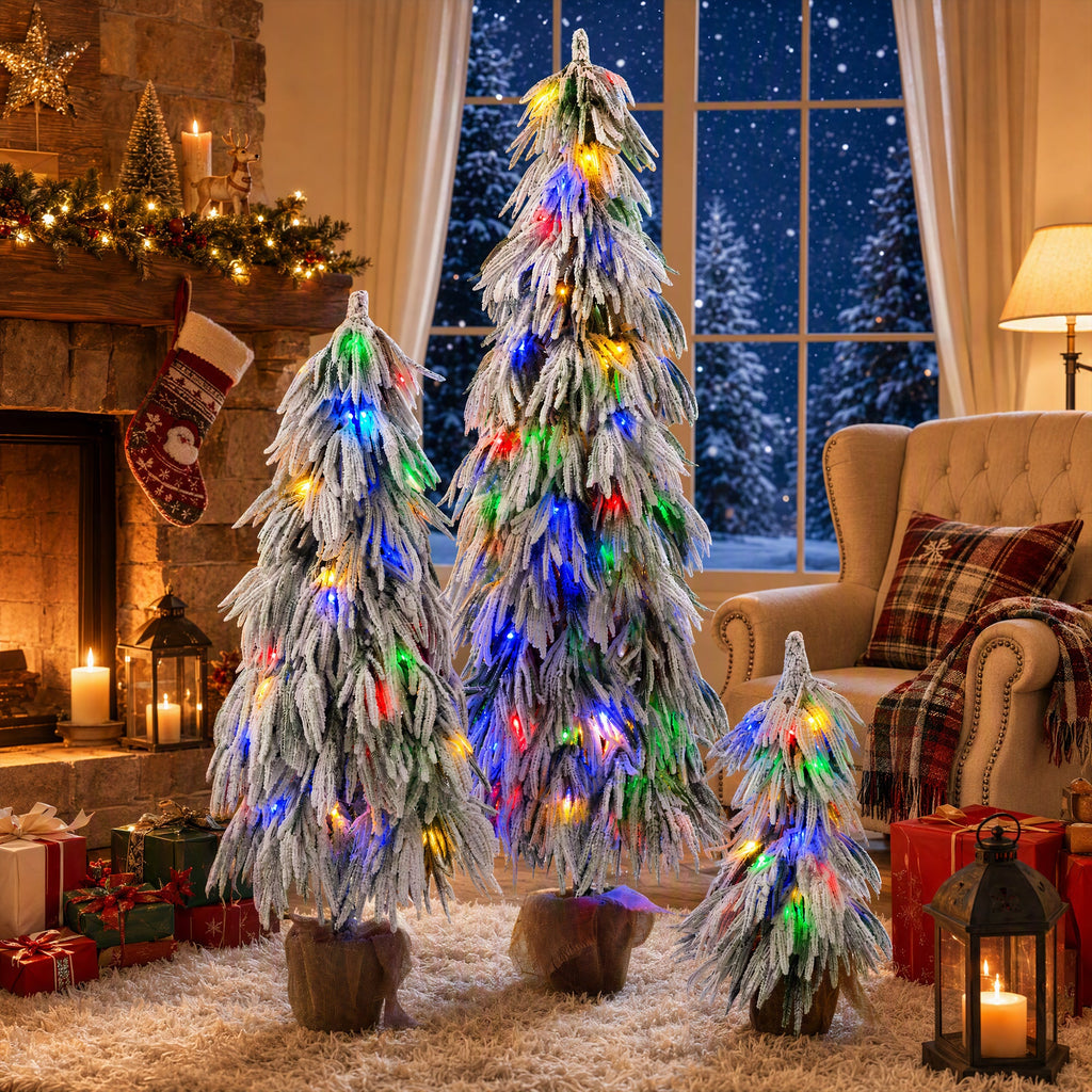 Pre – Lit Flocked Christmas Tree Set of 3