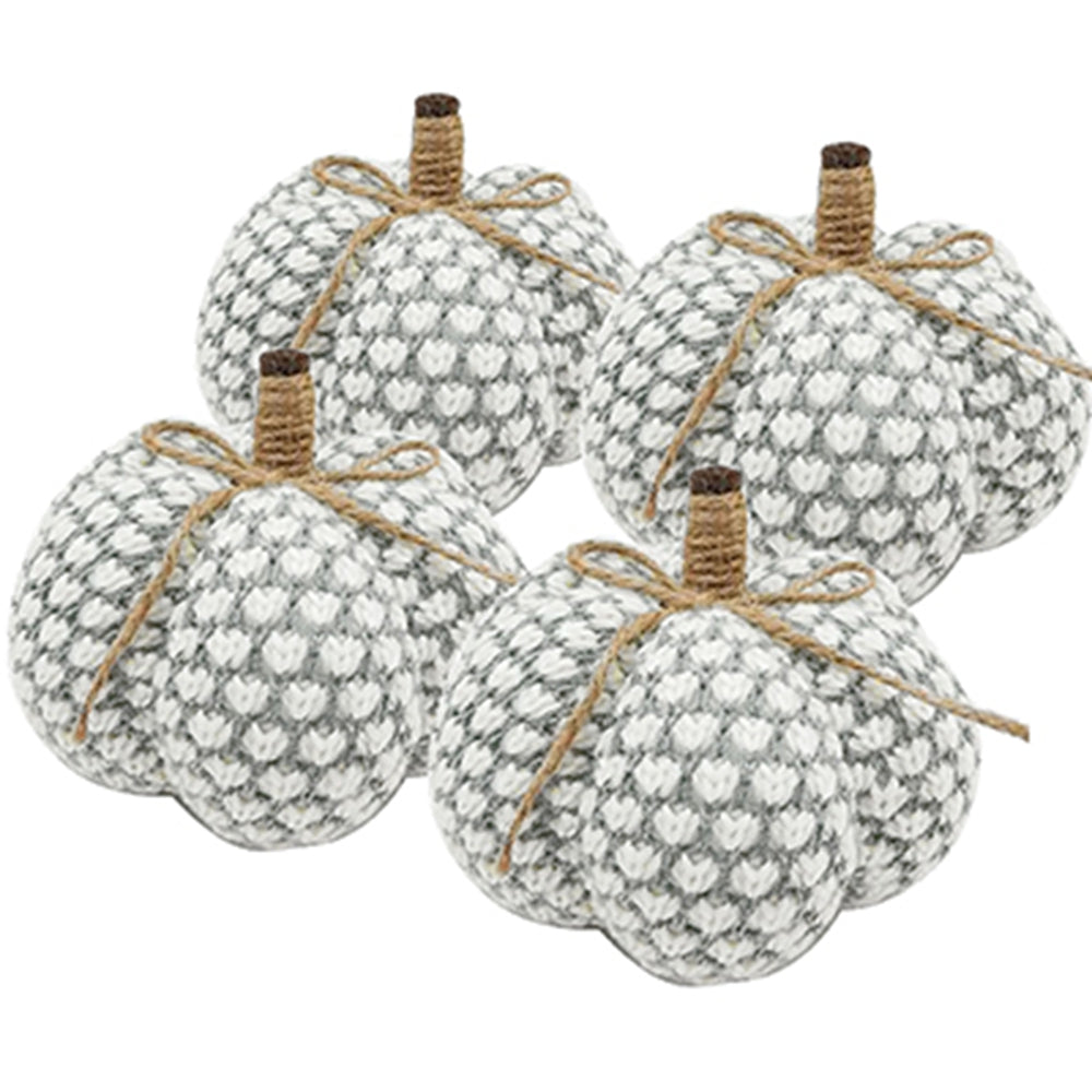 Set of 4 Knite Pumpkin Ornaments for Holiday Decor