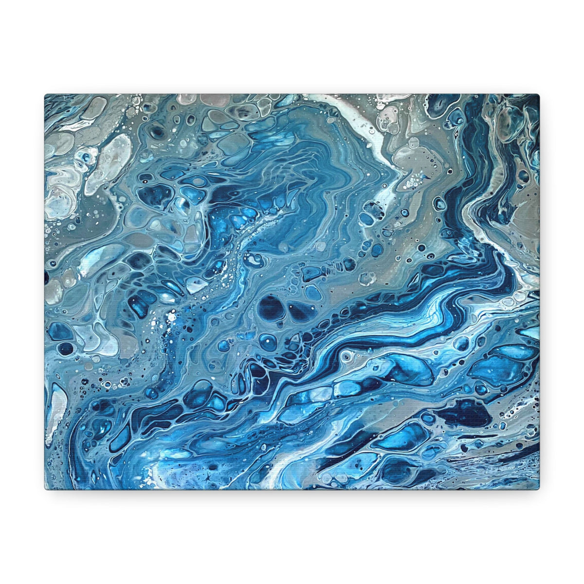 Bespattered Facade Blue Marble Stretched Matte Canvas Art Prints | Multiple Sizes