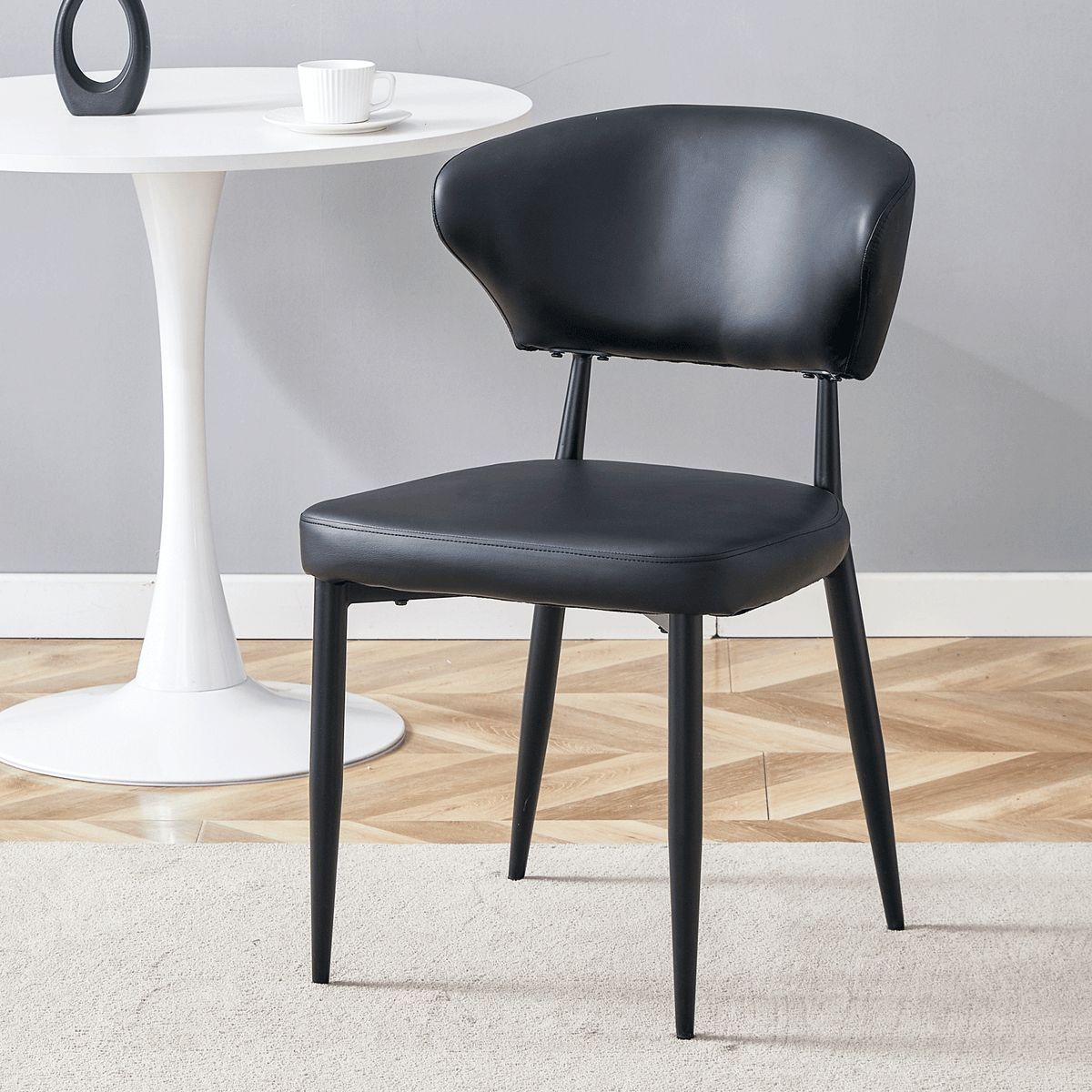 Black Minimalist Ergonomic Dining Chair – Set of 4