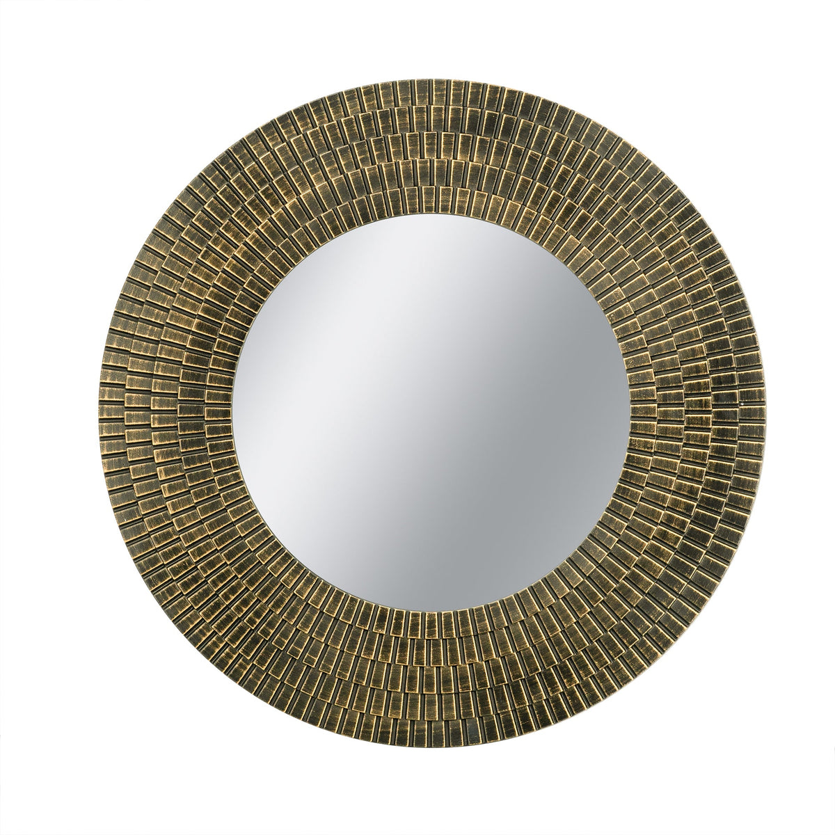 Round Black & Gold Woven – Texture Accent Wall Mirror, 29.5 in