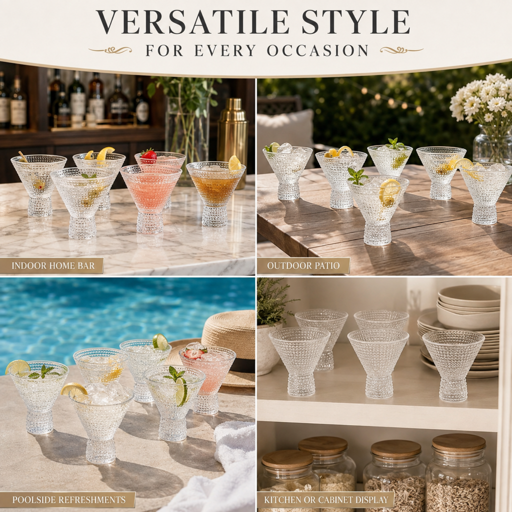 Barcelona Acrylic Martini Hobnail Glassware, Set of 6