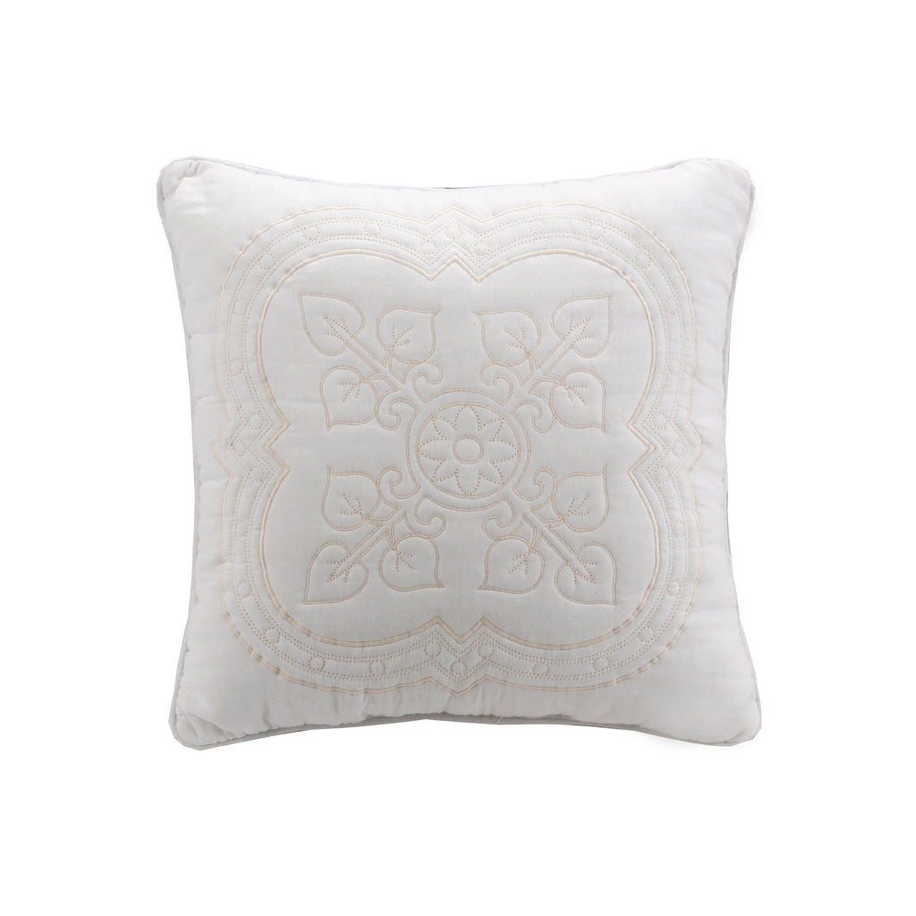 Serenity White Victorian Scalloped Medallion Floral Pure Solid 6 – Piece Daybed Quilt Bedding Set