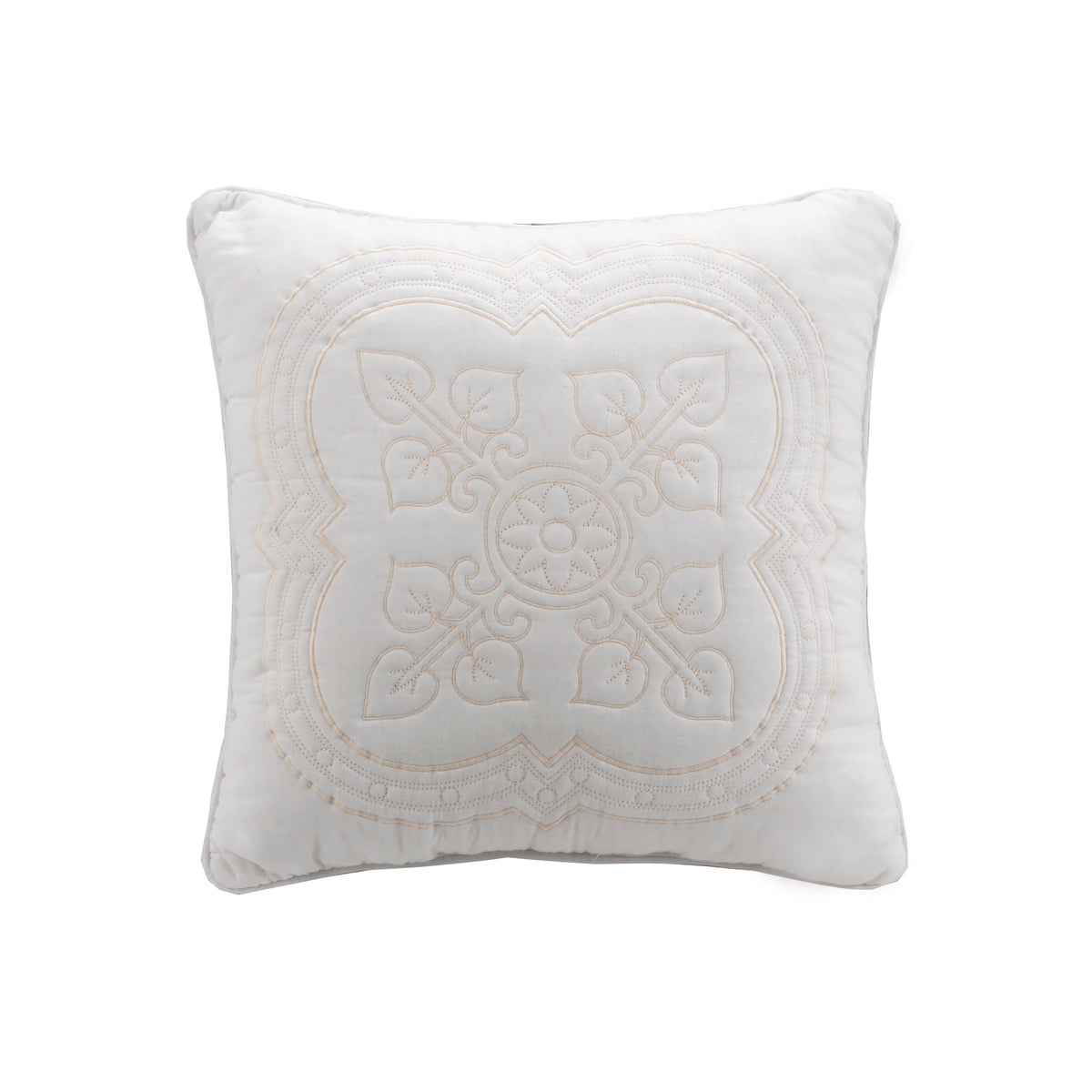 Serenity White Victorian Scalloped Medallion Floral Pure Solid 6 – Piece Daybed Quilt Bedding Set