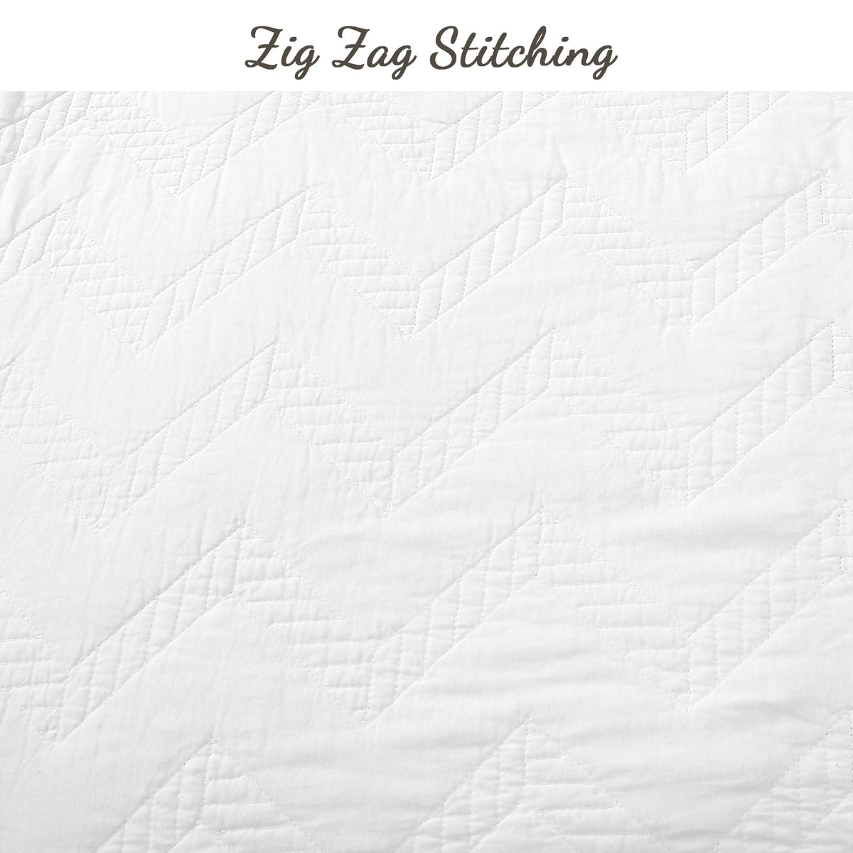 Chevron Zig Zag White Solid Cotton Reversible Quilt Bedding Set