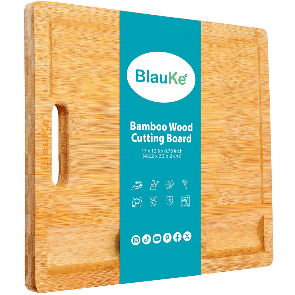 Extra Large Bamboo Cutting Board – 17x12.5 inch Wood Cutting Board for Meat, Cheese, Veggies – Wood Serving Tray with Ju