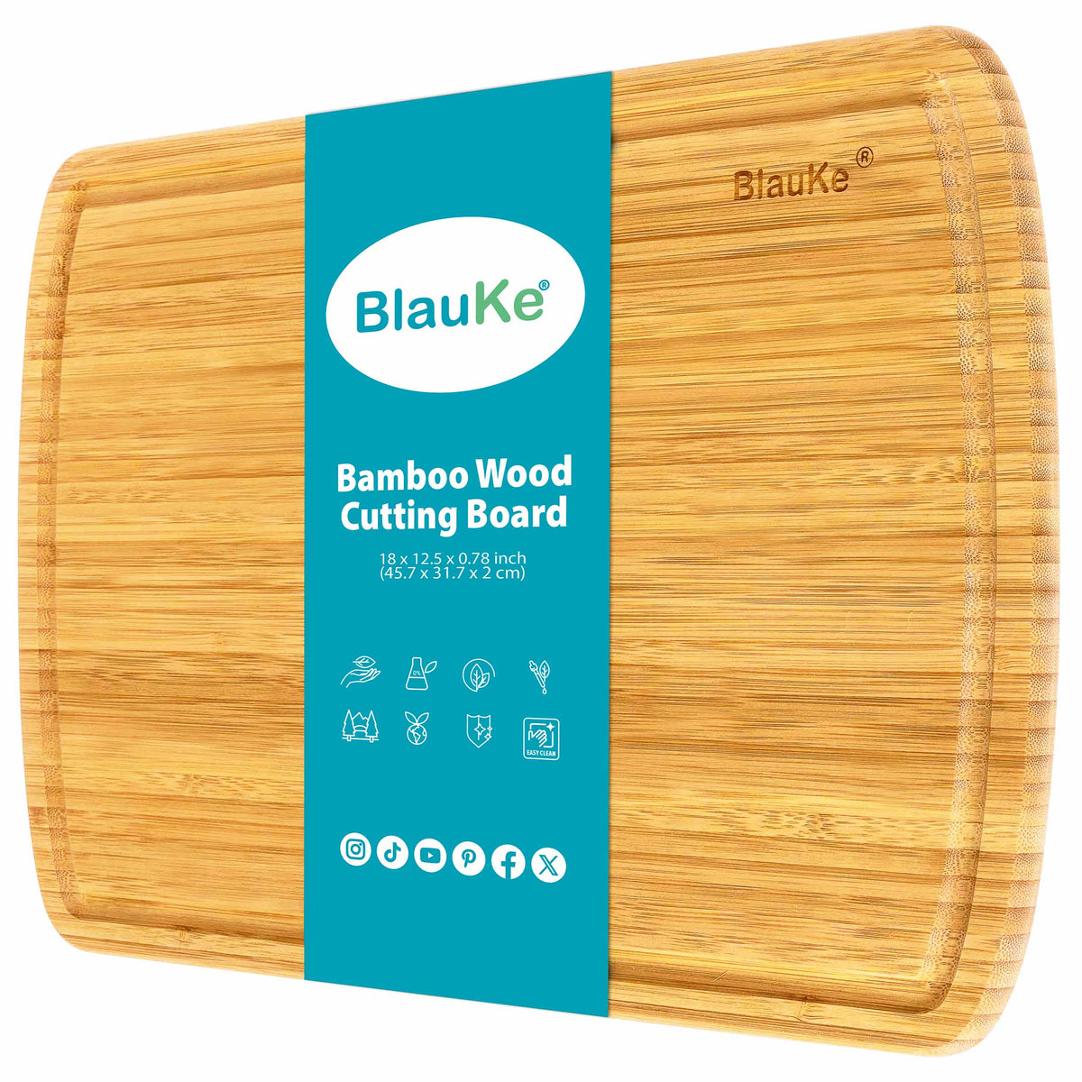 Extra Large Wood Cutting Board 18x12 inch – Butcher Block with Juice Groove, Serving Tray – Wooden Chopping Board for Ki