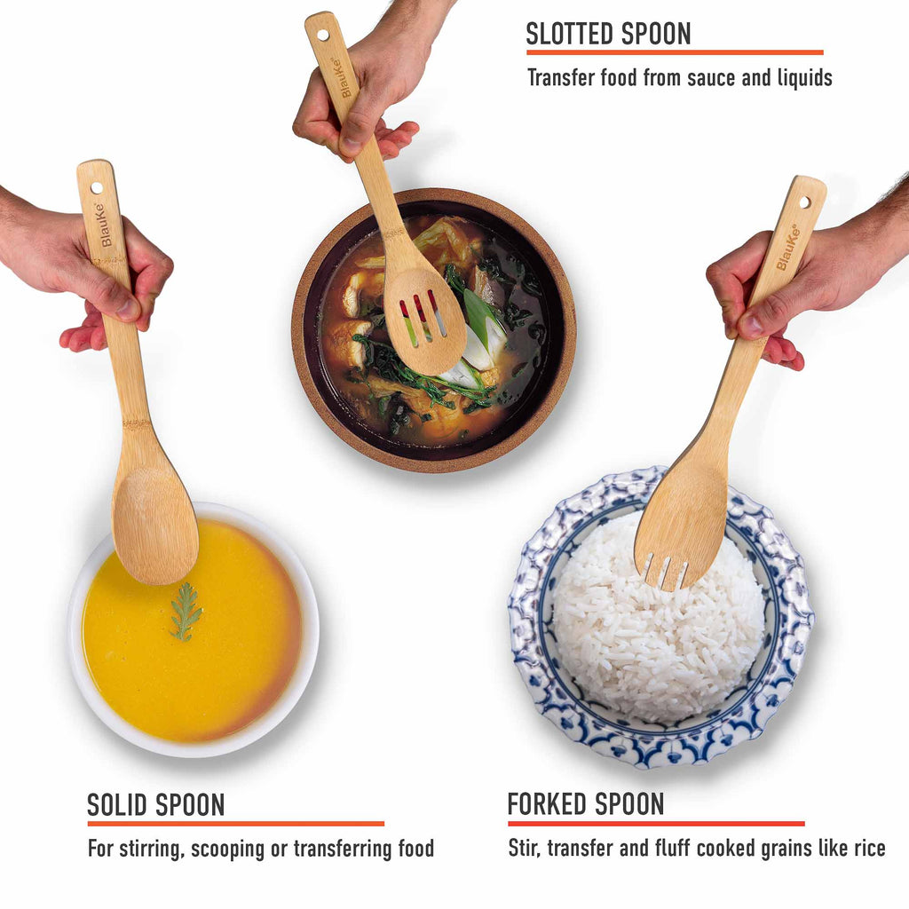 Wooden Spoons for Cooking 7 – Pack – Bamboo Kitchen Utensils Set for Nonstick Cookware