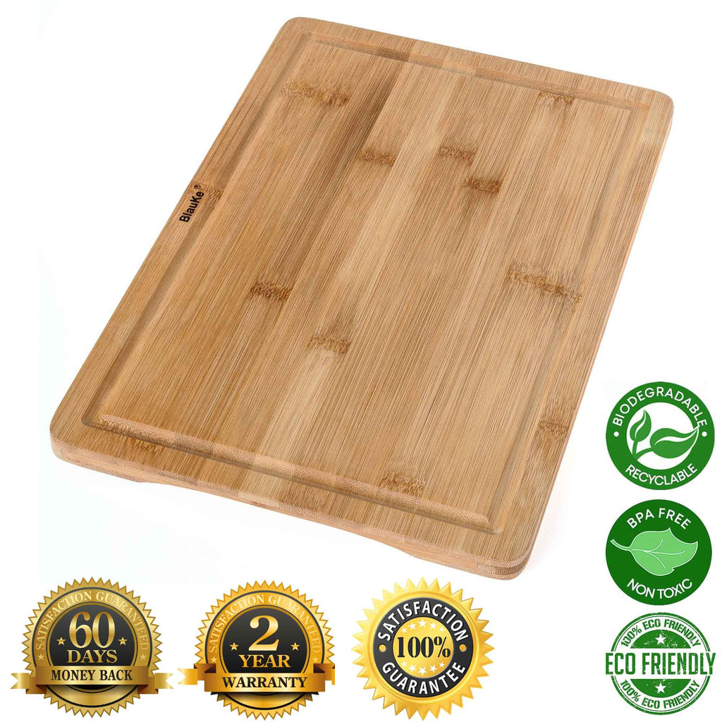 Wood Cutting Board for Kitchen 15x10 inch – Wooden Serving Tray – Large Bamboo Chopping Board with Juice Groove and Hand