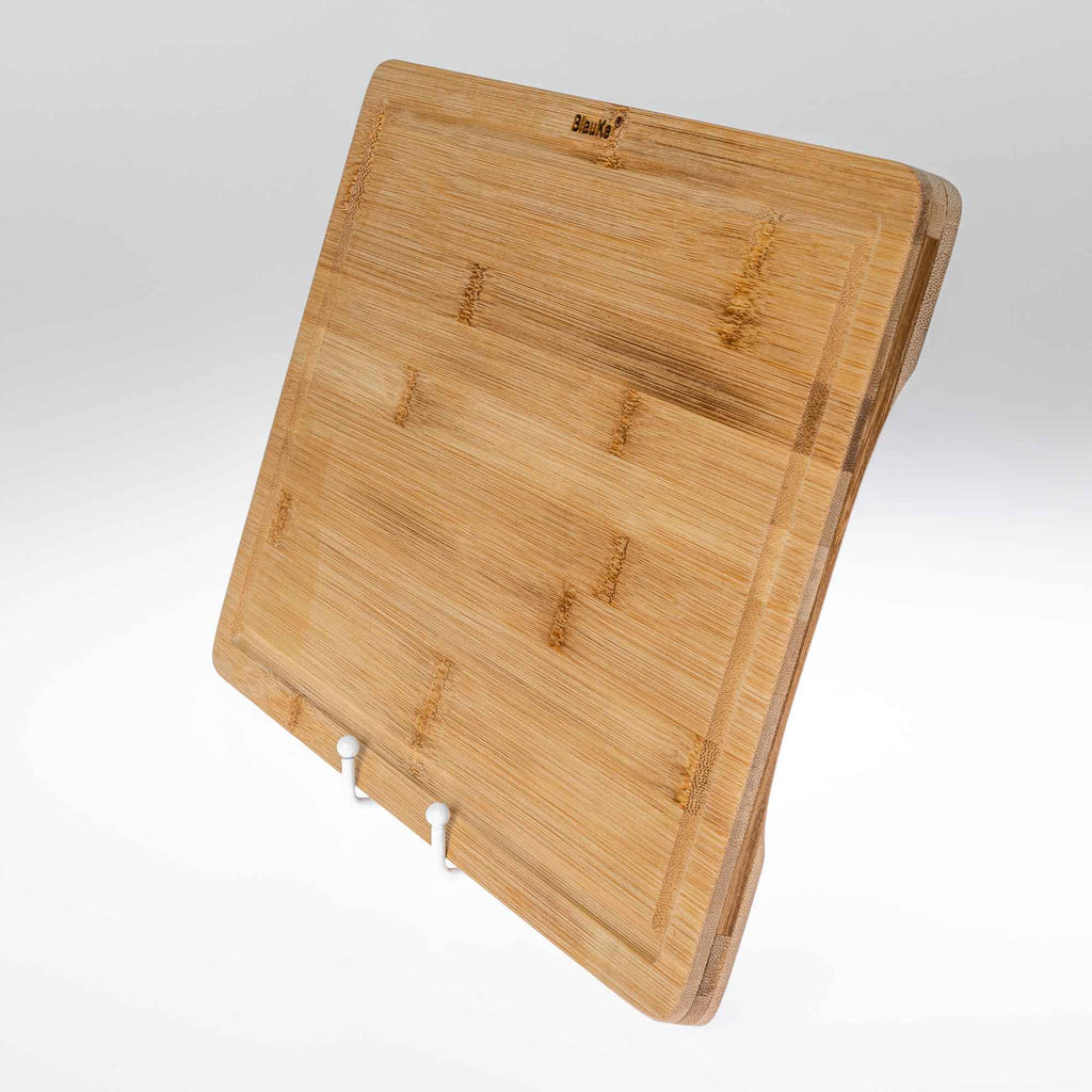 Wood Cutting Board for Kitchen 15x10 inch – Wooden Serving Tray – Large Bamboo Chopping Board with Juice Groove and Hand