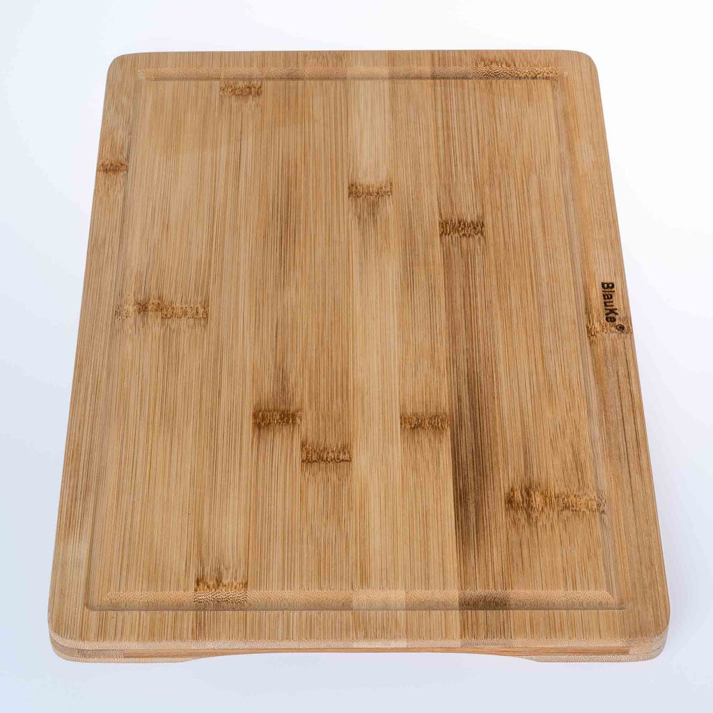 Wood Cutting Board for Kitchen 15x10 inch – Wooden Serving Tray – Large Bamboo Chopping Board with Juice Groove and Hand