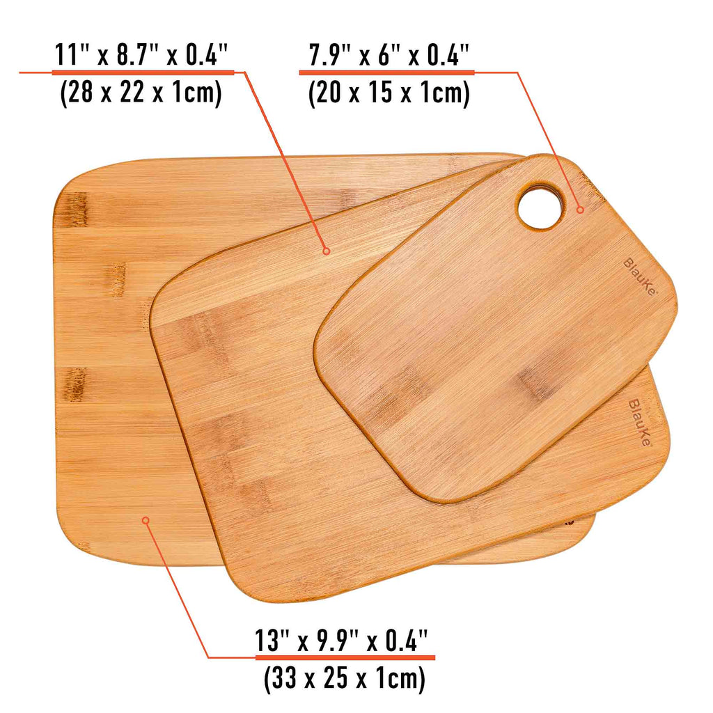 Wooden Cutting Boards for Kitchen – Bamboo Chopping Board Set of 3