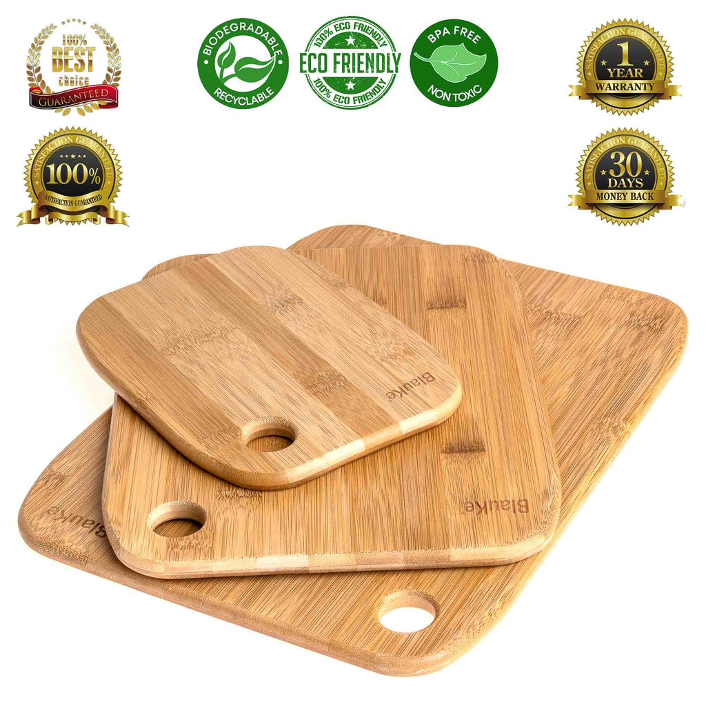 Wooden Cutting Boards for Kitchen – Bamboo Chopping Board Set of 3