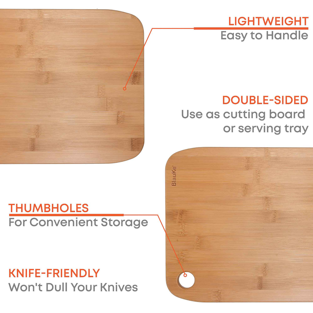 Wooden Cutting Boards for Kitchen – Bamboo Chopping Board Set of 3