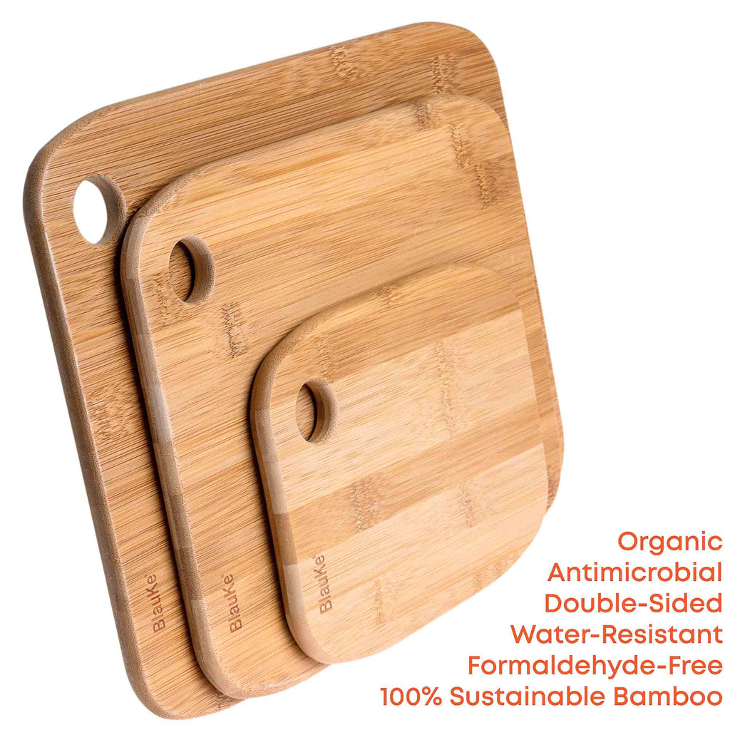 Wooden Cutting Boards for Kitchen – Bamboo Chopping Board Set of 3