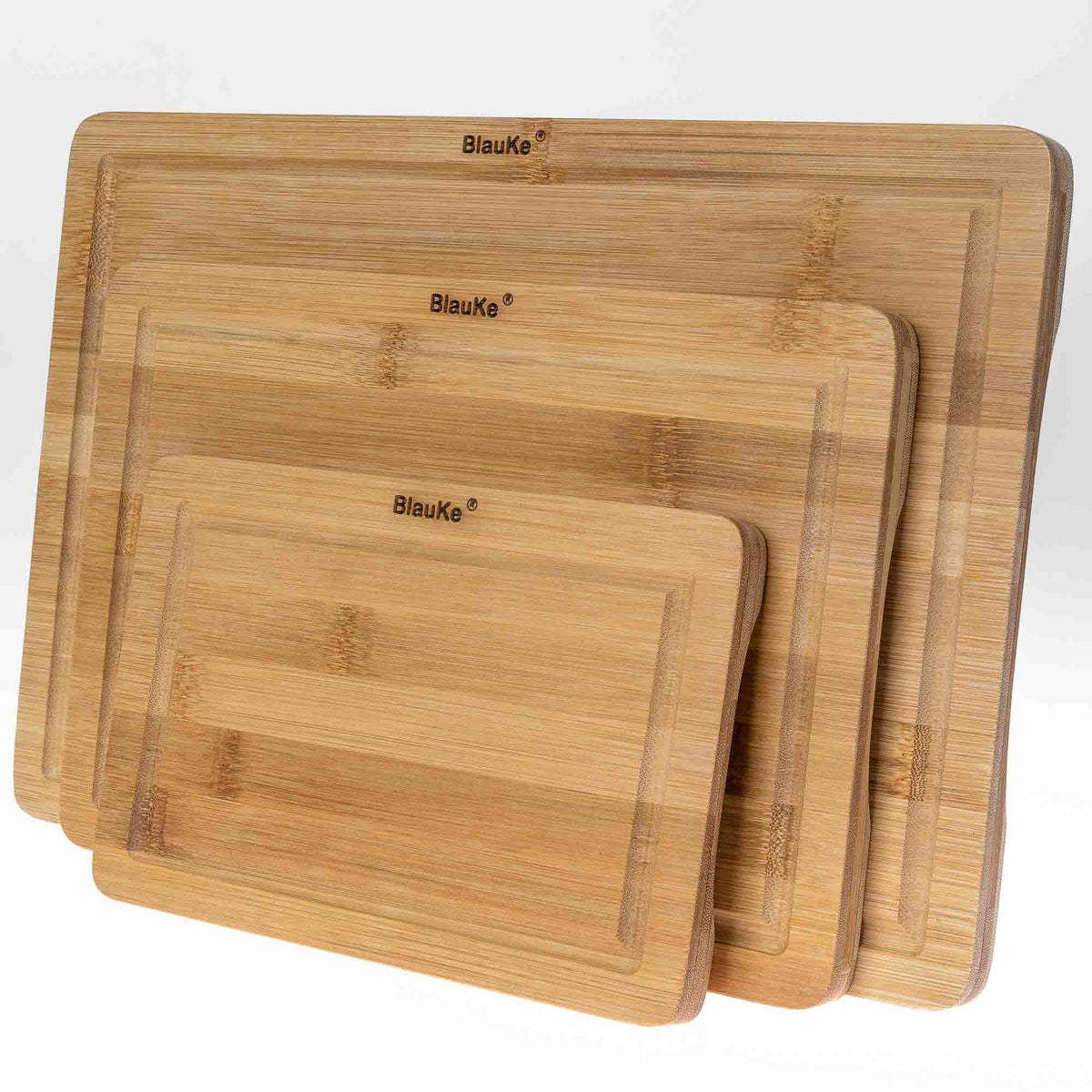 Wooden Cutting Boards for Kitchen with Juice Groove and Handles – Bamboo Chopping Boards Set of 3 – Wood Serving Trays