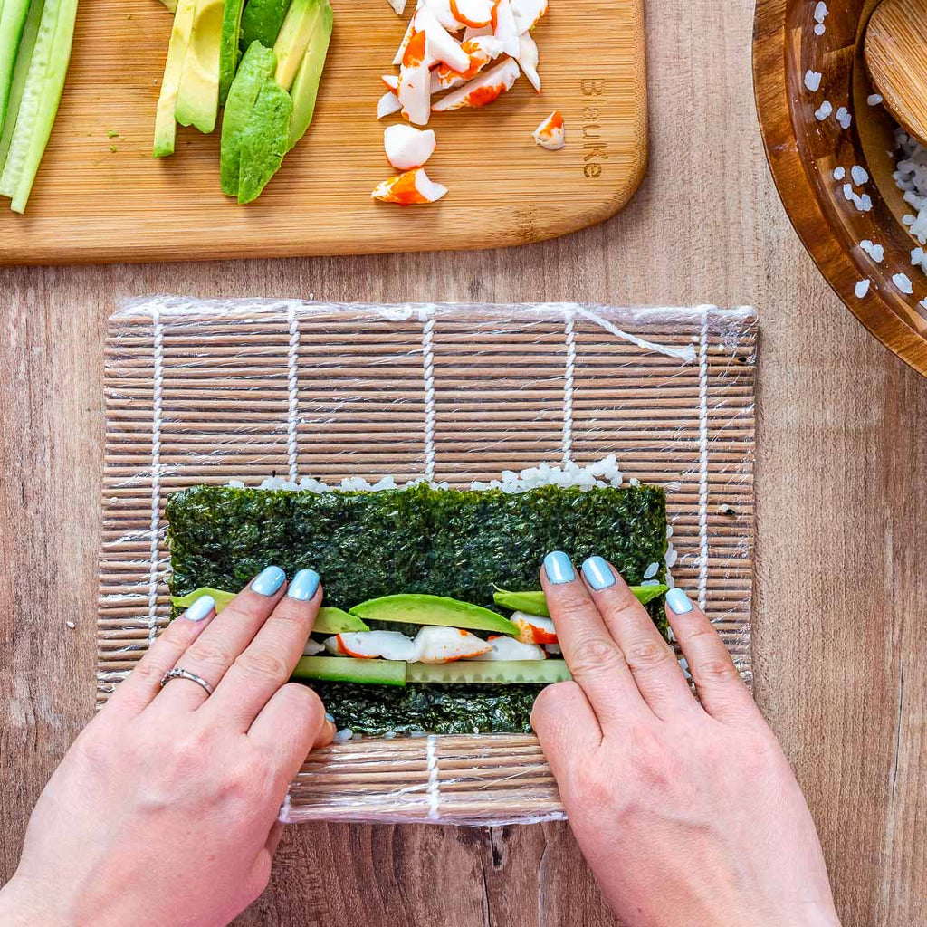 Bamboo Sushi Making Kit with 2 Sushi Rolling Mats, 5 Pairs of Reusable Bamboo Chopsticks, 1 Rice Paddle and 1 Spreader –