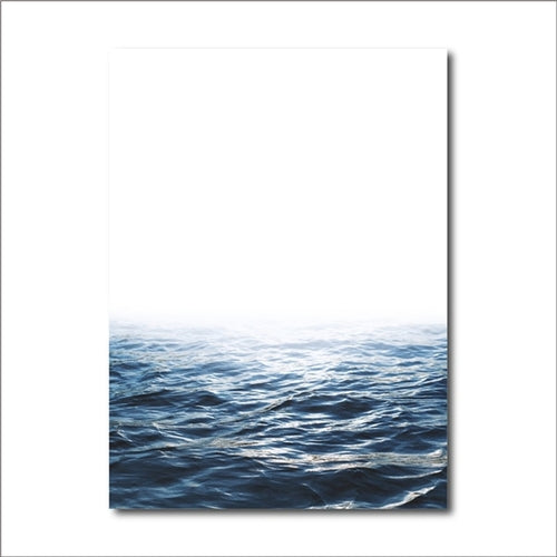Blue Ocean Art Canvas Painting Sea Waves Wall